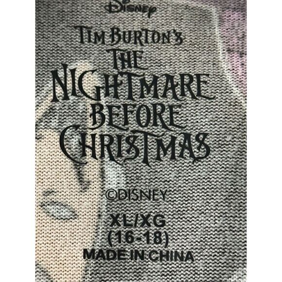 Disney Tim Burton’s Nightmare Before Christmas Black Character Print Knit Cozy S - Picture 4 of 13